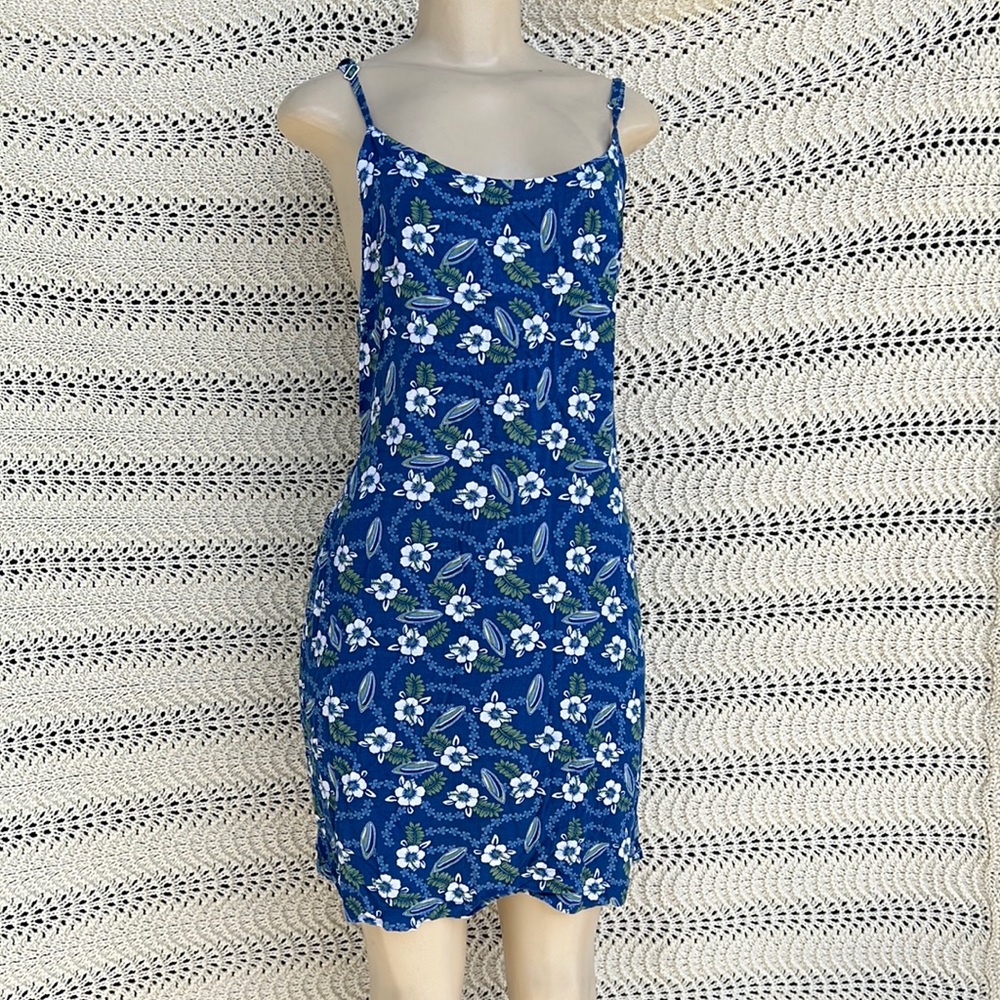 Blue hawaiian mini dress Size large